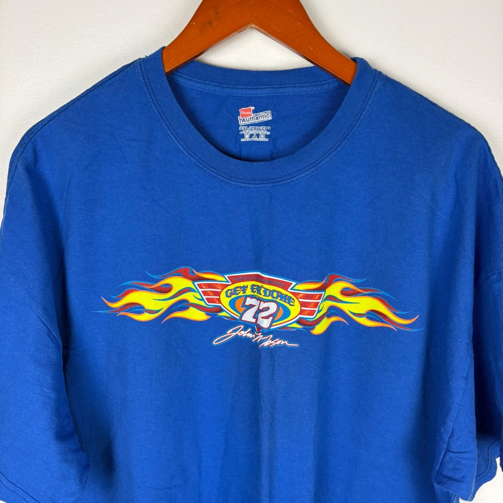Hanes Authentic Royal Blue Get Er Done 72 John Force‎ Racing T Shirt 2XL